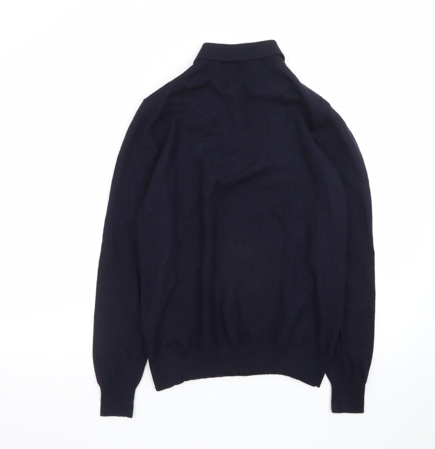 Suitsupply Men’s Navy Merino Wool Long Sleeve Henley Jumper Size M