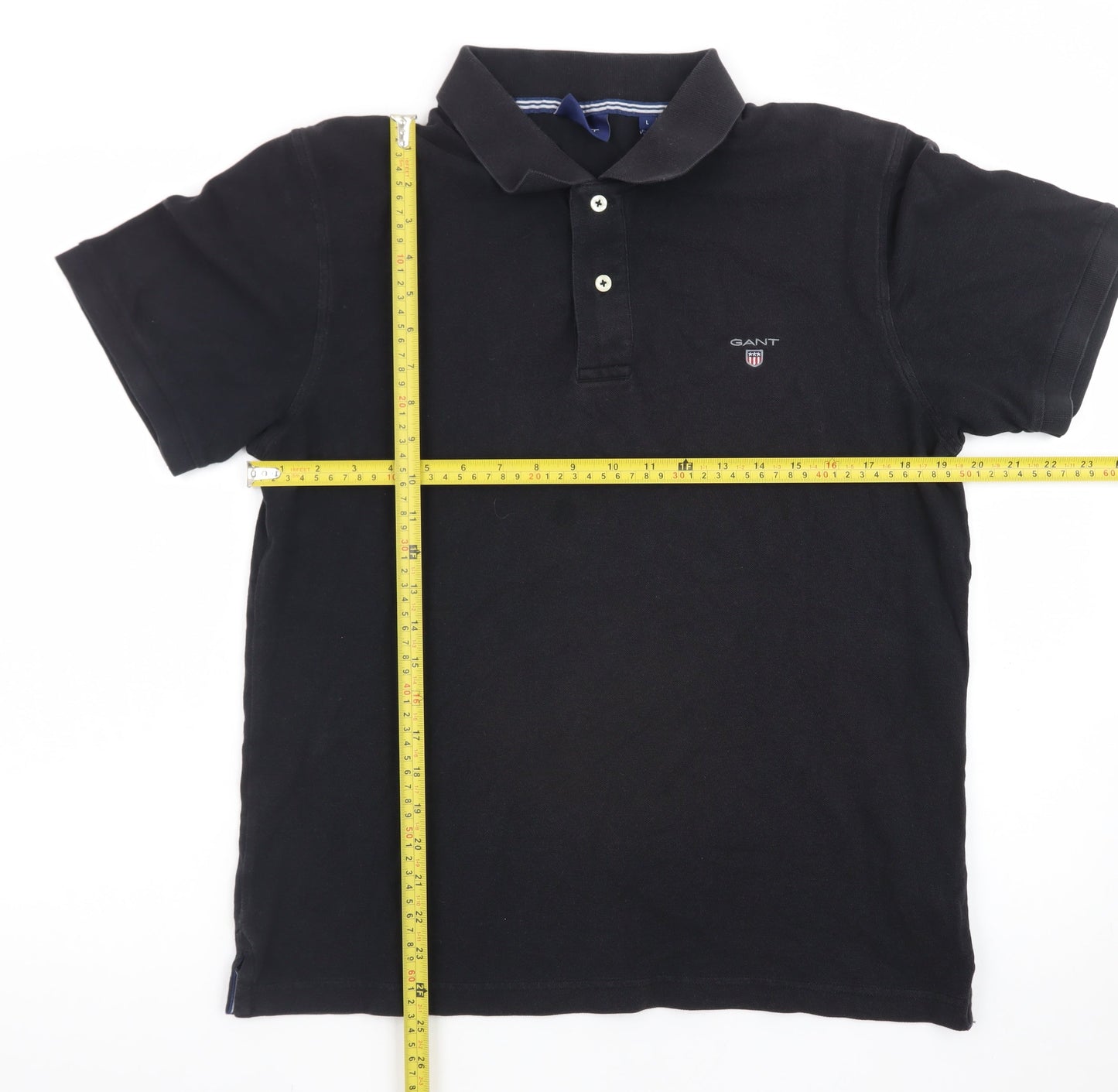 GANT Men's Black Cotton Polo Shirt Size L Short Sleeve Classic Fit