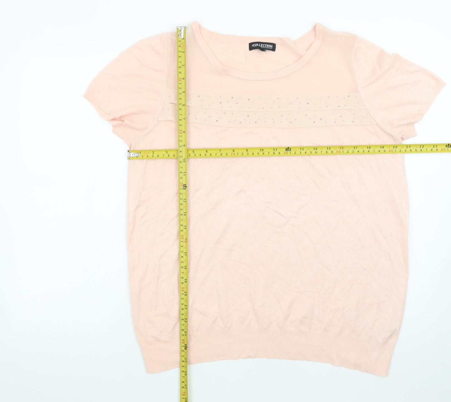 The Collection Debenhams Women’s Pink Beaded Short Sleeve Knit Top Size 18