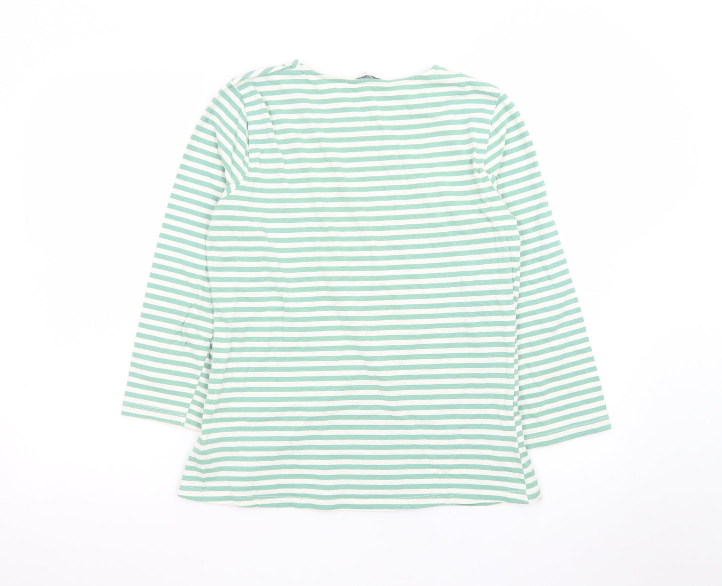 Principles Petite Women’s Green White Striped Cotton Long Sleeve Top Size 12