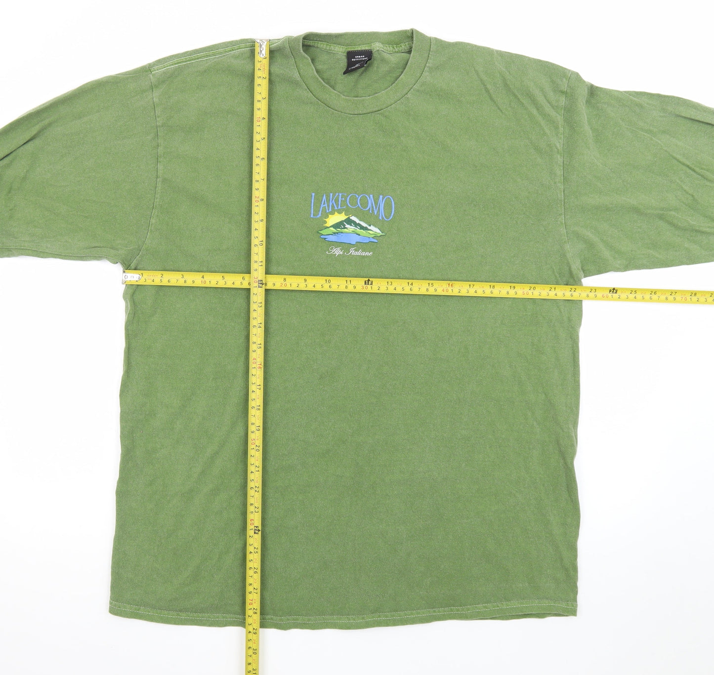 Urban Outfitters Men’s Green Lake Como Long Sleeve Cotton T-Shirt M