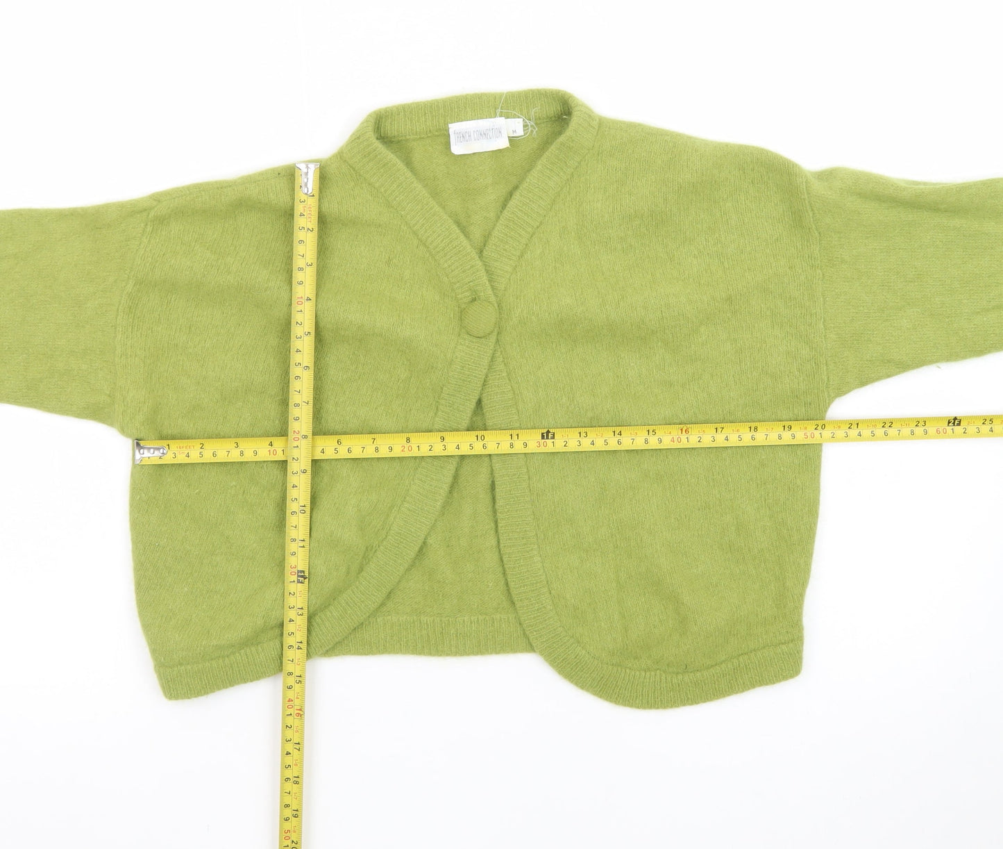 French Connection Women Green Angora Wool Shrug Cardigan M