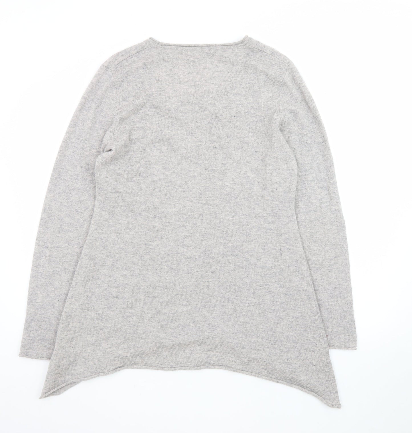 WoolOvers Women Grey Merino Wool Cashmere Tunic Jumper Size L