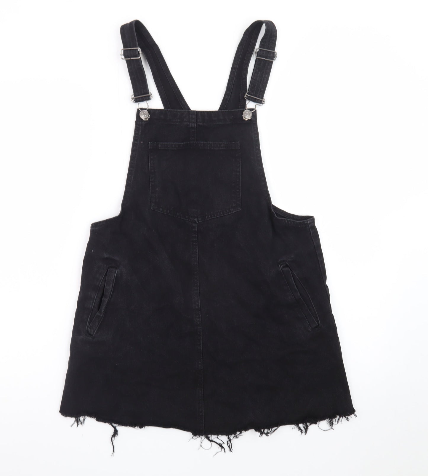Pull&Bear Women Black Denim Pinafore Dress Size 12 Casual