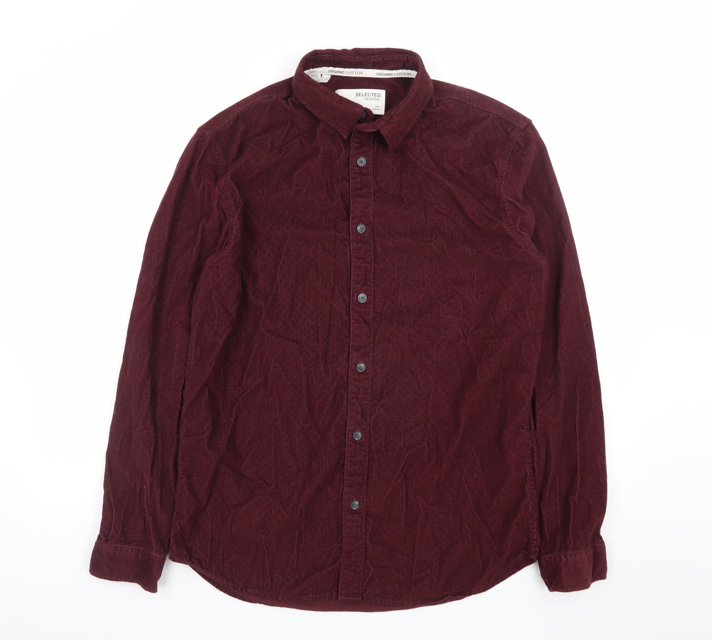Selected Homme Men's Burgundy Slim Fit Cord Shirt L 16.5in