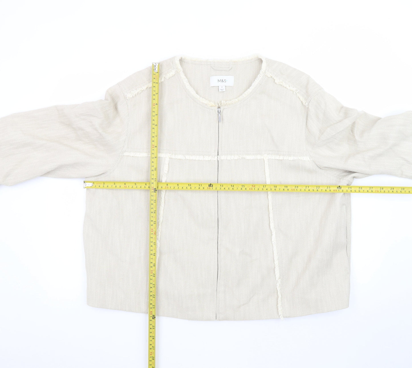 Marks and Spencer Women’s Beige Cotton Lined Zip Jacket Size 20