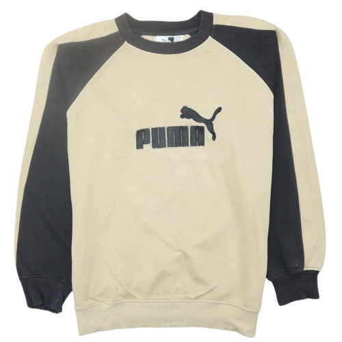 Puma Mens Beige Black Crew Neck Pullover Sweatshirt M