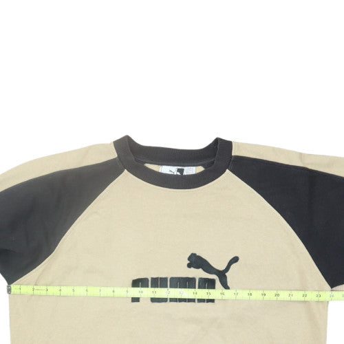 Puma Mens Beige Black Crew Neck Pullover Sweatshirt M