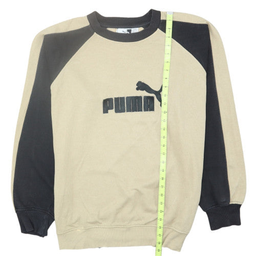 Puma Mens Beige Black Crew Neck Pullover Sweatshirt M