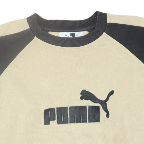 Puma Mens Beige Black Crew Neck Pullover Sweatshirt M