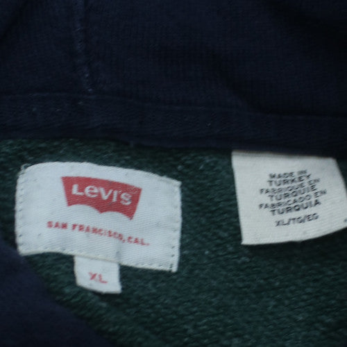 Levi's Men's Green XL Pullover Hoodie with Logo Graphic and Drawstring