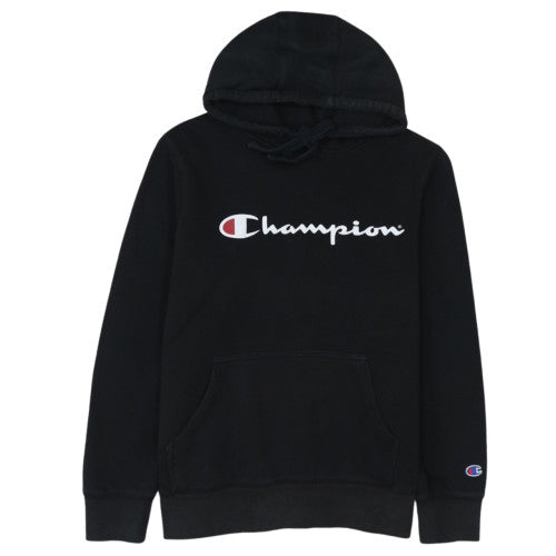 Champion Men's Black Pullover Hoodie L Logo Fleece Sweatshirt
