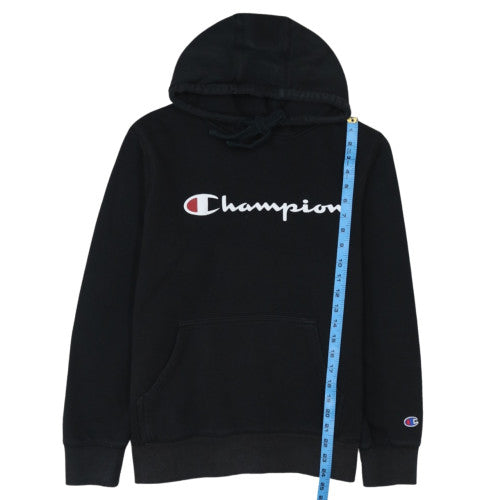 Champion Men's Black Pullover Hoodie L Logo Fleece Sweatshirt