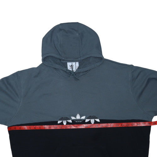 Adidas Mens Grey Black XL Pullover Hoodie Embroidered Logo Sportswear
