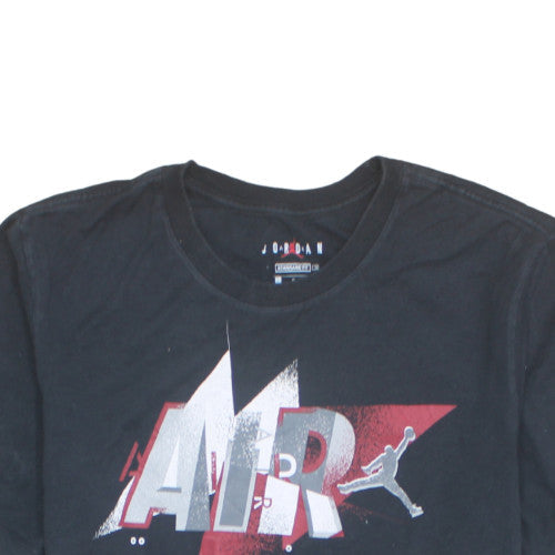 Jordan Men's Black Graphic AIR Logo Short Sleeve T-Shirt Size L