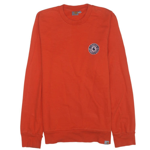 Carhartt Men's Orange Logo Crew Neck Sweatshirt Size M