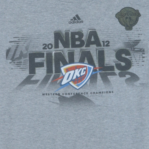 Adidas Men's Grey NBA Finals 2012 OKC T-Shirt XL Cotton Blend Crew Neck