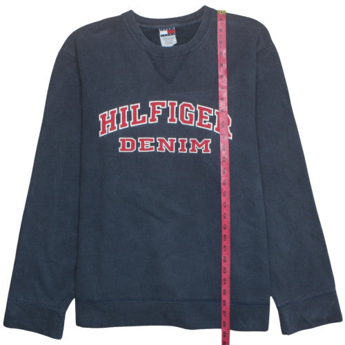 Tommy Jeans Men Blue Crew Neck Pullover Sweatshirt L Classic Logo