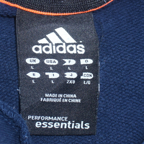 Adidas Men Blue Pullover Hoodie L Regular Fit Sports Fleece