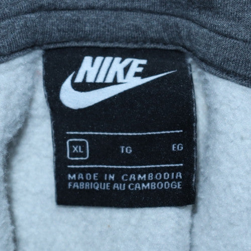 Nike Men's Grey XL Pullover Hoodie with Logo Pocket - Sportswear