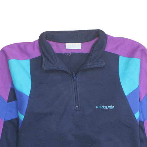 Adidas Women’s Navy Purple 1/2 Zip Retro Sweatshirt Size 12