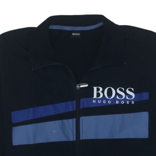 Hugo Boss Men's Black 2XL Track Jacket Full Zip Lightweight Cotton Blend
