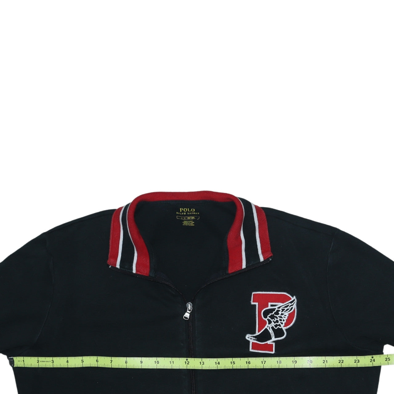 Ralph Lauren Men’s Black Varsity Track Jacket Size L Cotton Zip Up