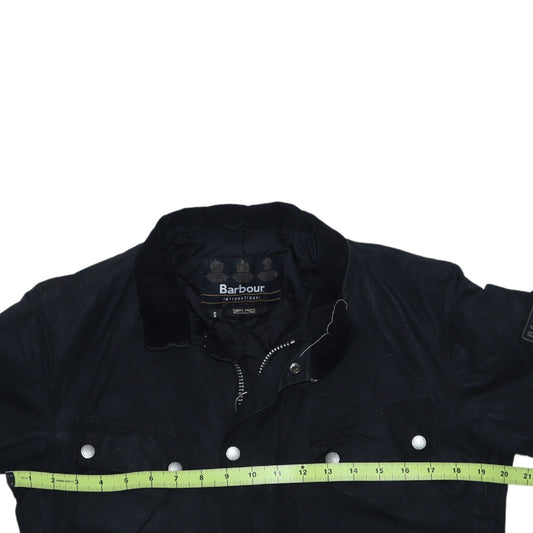 Barbour International Men's Black Waxed Cotton Motorcycle Jacket Size S