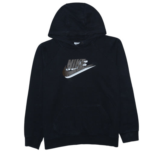 Nike Womens Black Pullover Hoodie Large Logo Print Sweatshirt