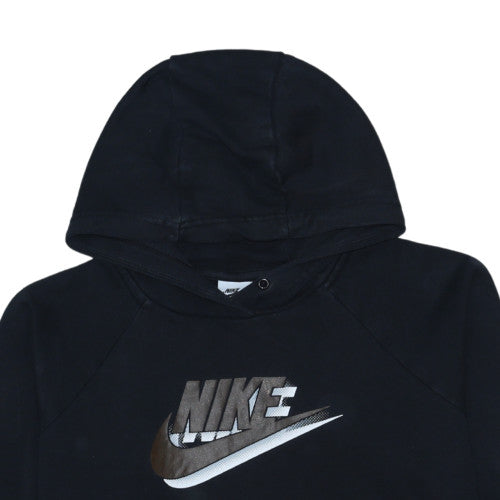 Nike Womens Black Pullover Hoodie Large Logo Print Sweatshirt