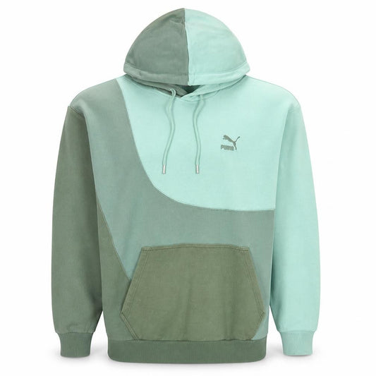 Puma Men's Green Colour Block Pullover Hoodie Size M