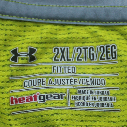 Under Armour Men Blue 2XL Fitted HeatGear Short Sleeve Gym T-Shirt