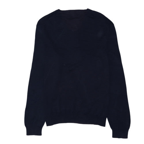 Polo Ralph Lauren Men's Blue V-Neck Cotton Jumper Size M