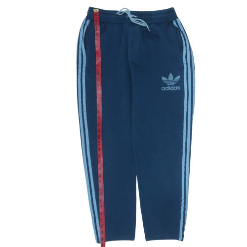 adidas Men Blue L Track Pants with Side Stripes and Drawstring Waist