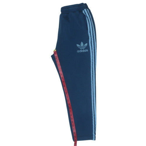 adidas Men Blue L Track Pants with Side Stripes and Drawstring Waist