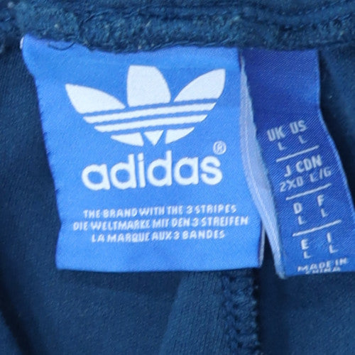 adidas Men Blue L Track Pants with Side Stripes and Drawstring Waist
