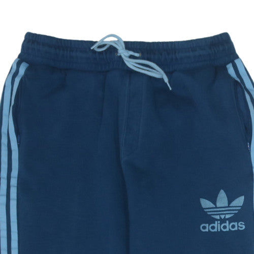 adidas Men Blue L Track Pants with Side Stripes and Drawstring Waist