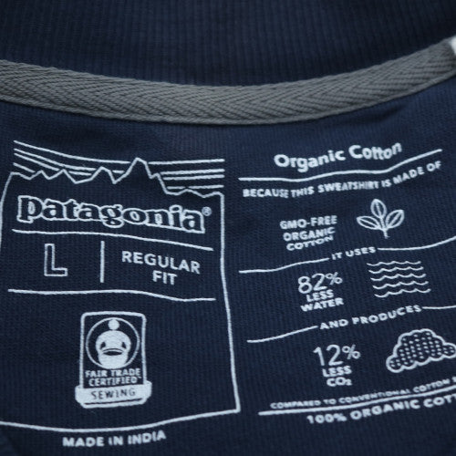 Patagonia Men's Navy Sweatshirt L Regular Fit Organic Cotton Pullover