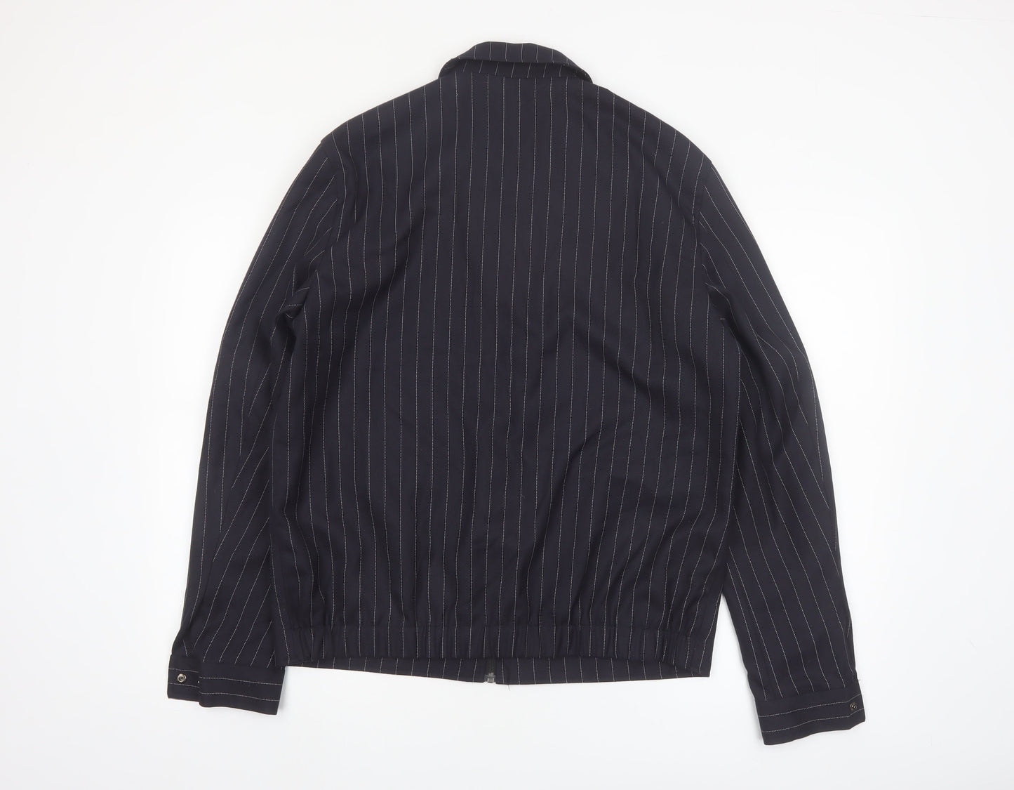 Topman Men's Black Pinstripe Zip-Up Jacket M Regular Fit