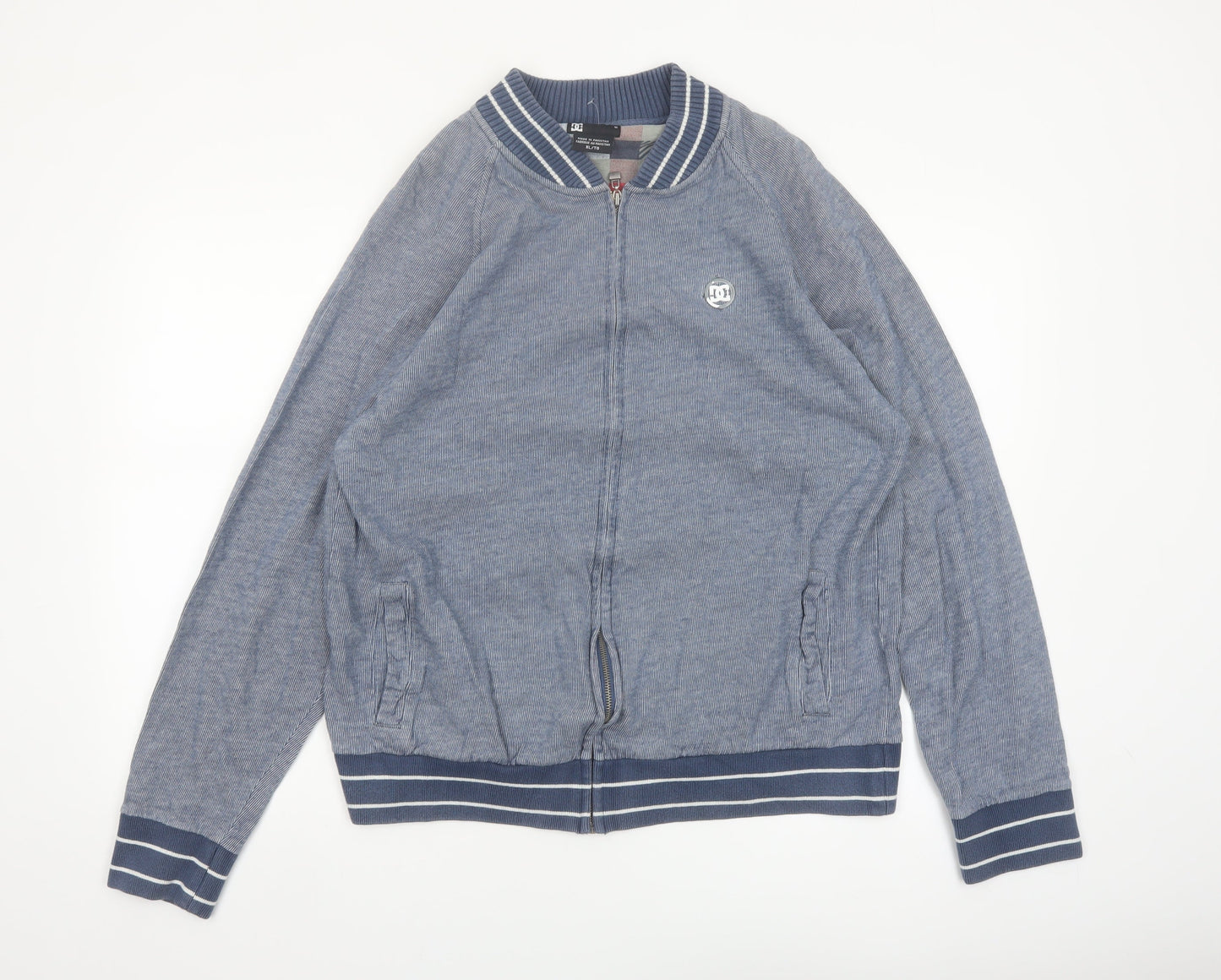 DC Men's Blue XL Bomber Jacket Cotton Full Zip Casual Style