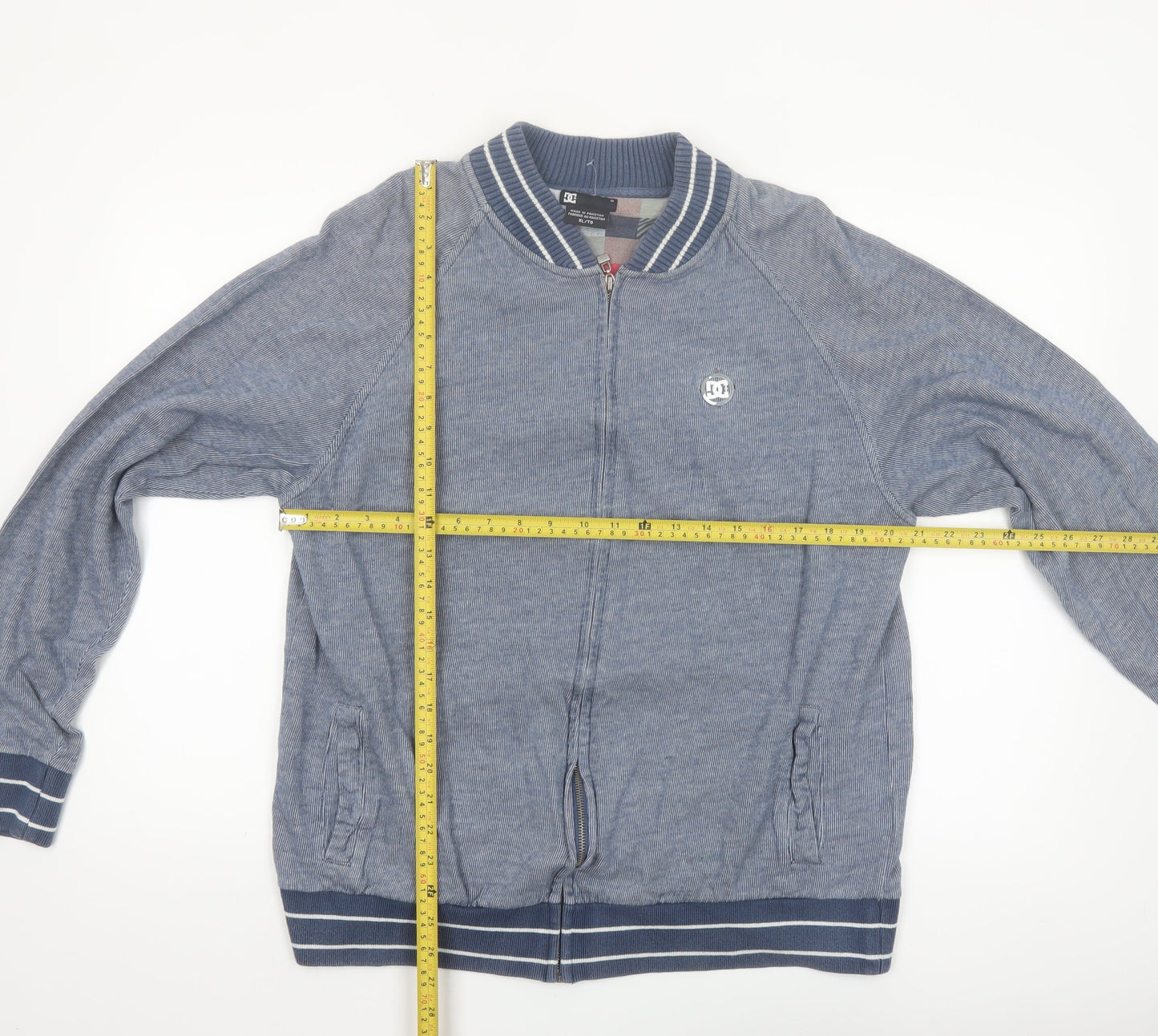 DC Men's Blue XL Bomber Jacket Cotton Full Zip Casual Style
