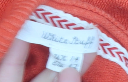 White Stuff Women's Orange Cotton 3/4 Sleeve Cardigan UK 14