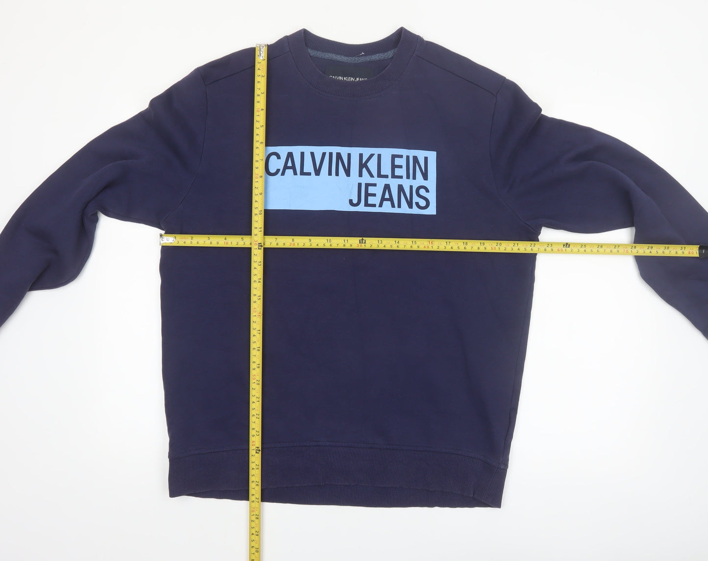Calvin Klein Jeans Men's Blue Logo Pullover Sweatshirt Size L