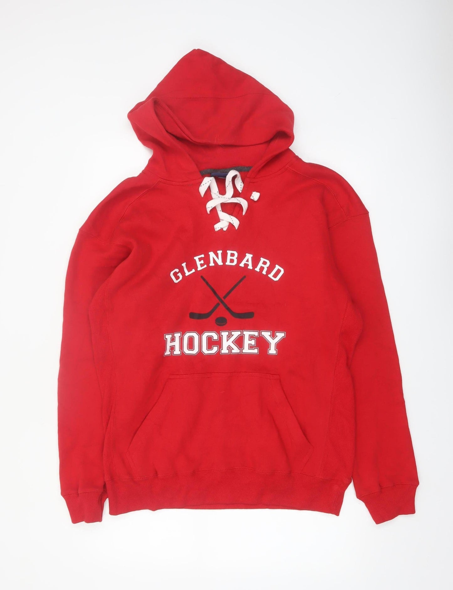 J-America Men's Red Glenbard Hockey Pullover Hoodie Size M