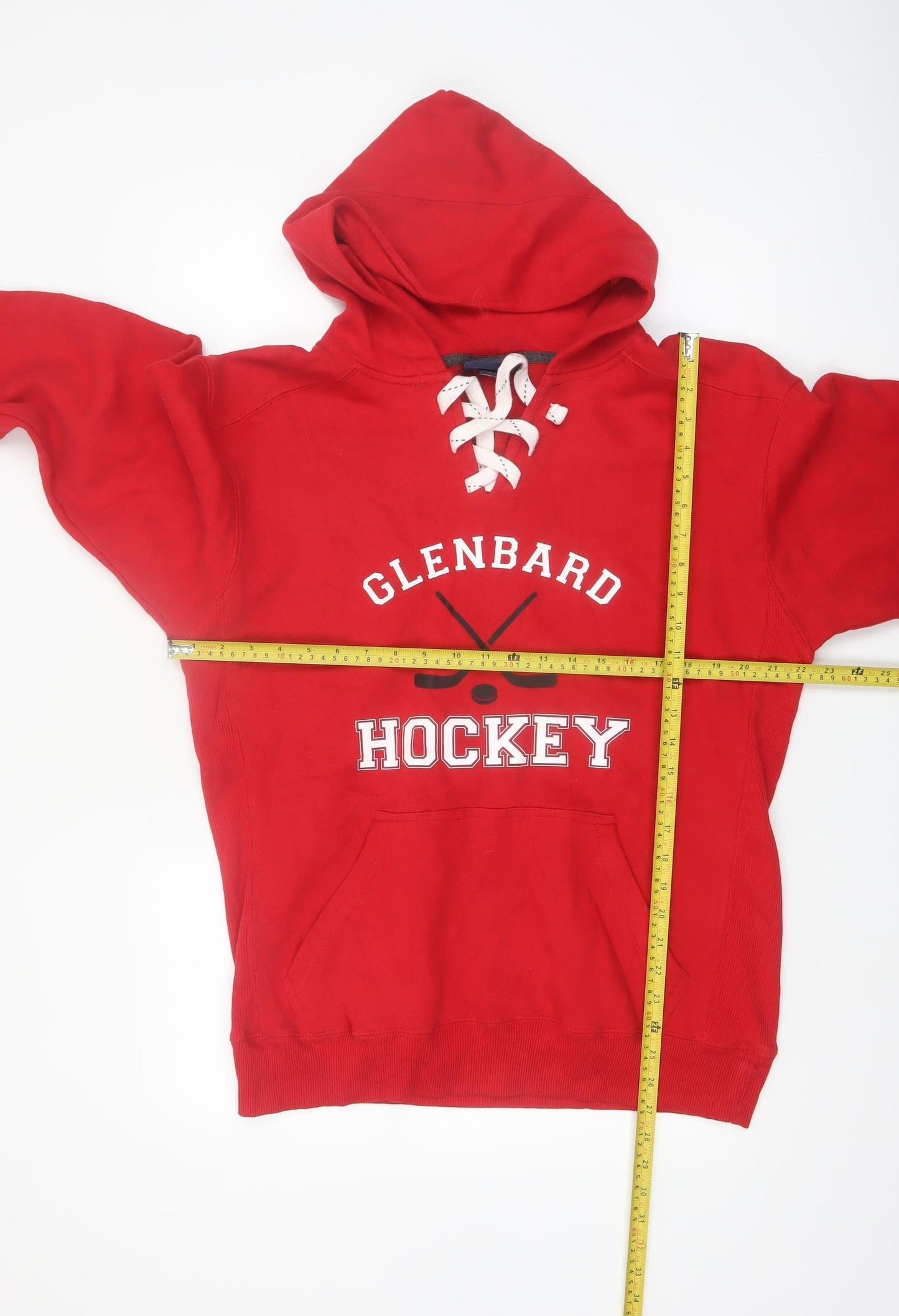 J-America Men's Red Glenbard Hockey Pullover Hoodie Size M