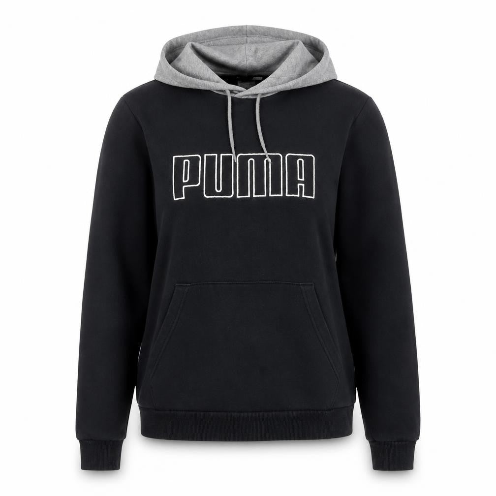 Puma Womens Black & Grey Pullover Hoodie Small Cotton Blend Casual