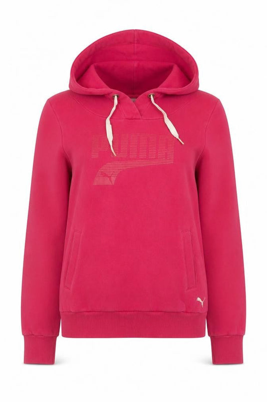 Puma Women's Pink Pullover Hoodie Size 12 Cotton Blend Sportswear