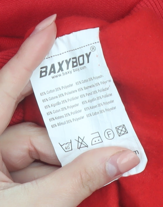 BaxyBoy Mens Red XL Pullover Sweatshirt Graphic Print Crew Neck