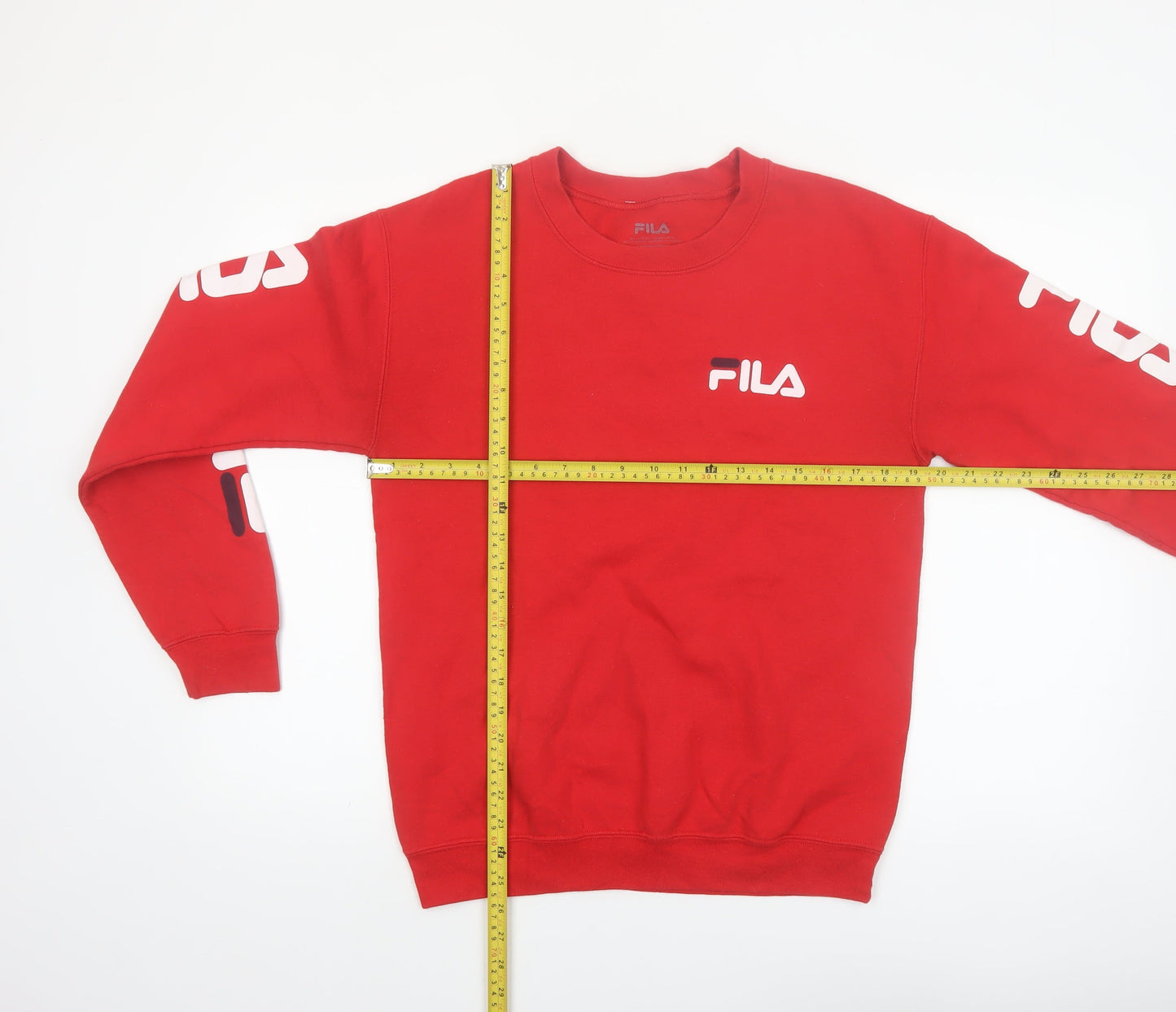 FILA Men's Red Crew Neck Logo Pullover Sweatshirt Size S