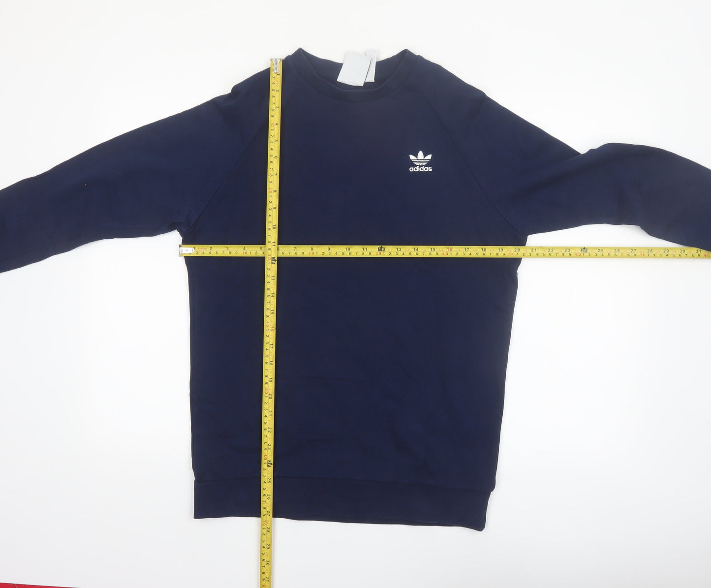 Adidas Mens Blue Small Crew Neck Pullover Sweatshirt